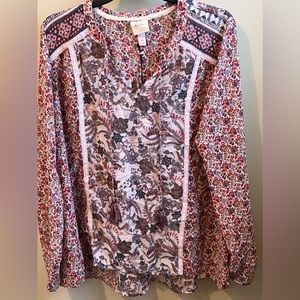 Knox rose peasant ballerina long sleeve blouse